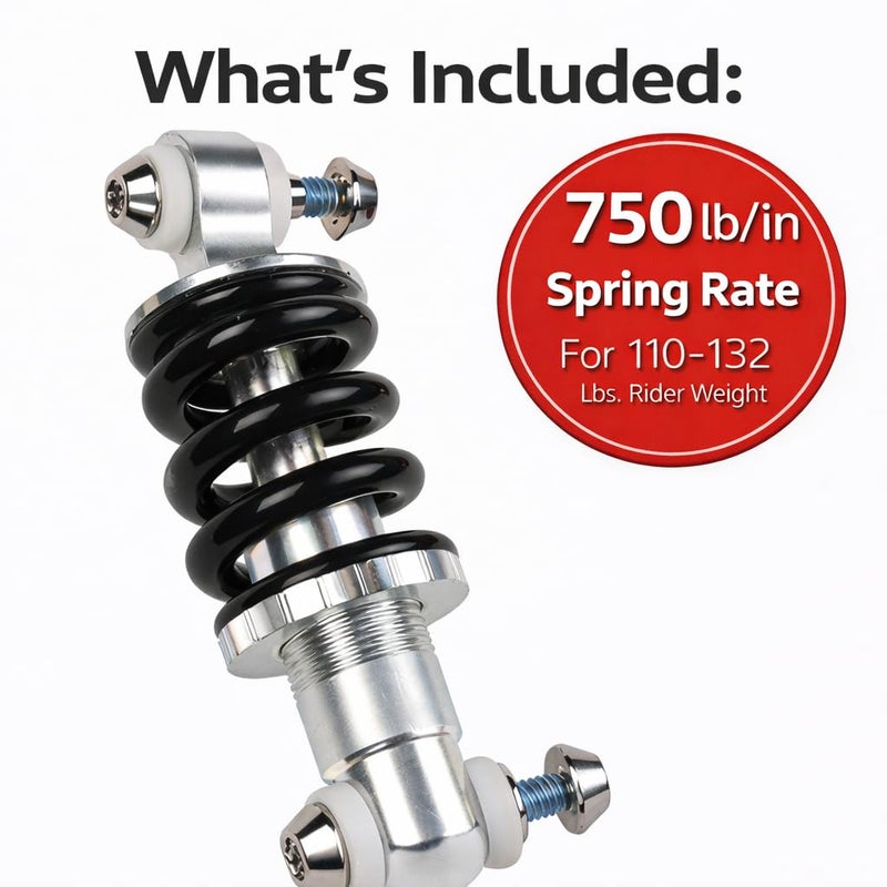 Glamorway Bike Rear Shock Absorber Spring 150mm (6 Inch) Eye to Eye, 750 lb/in Rear Suspension Shock for Mountain & Folding Bikes, Steel Replacement - Image 5